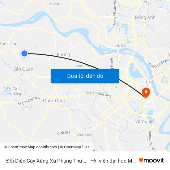 Đối Diện Cây Xăng Xã Phụng Thượng - Quốc Lộ 32 to viện đại học Mở Hà Nội map