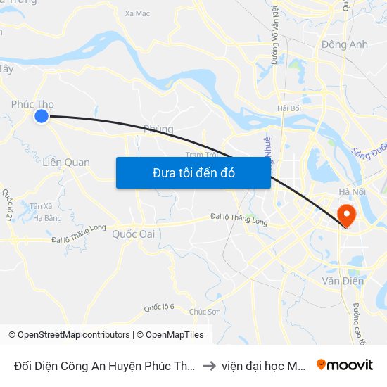 Đối Diện Công An Huyện Phúc Thọ - Quốc Lộ 32 to viện đại học Mở Hà Nội map