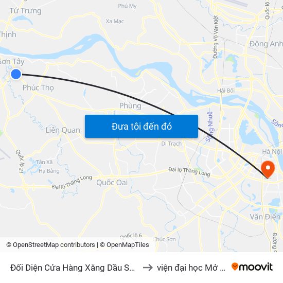 Đối Diện Cửa Hàng Xăng Dầu Số 14 - Ql32 to viện đại học Mở Hà Nội map