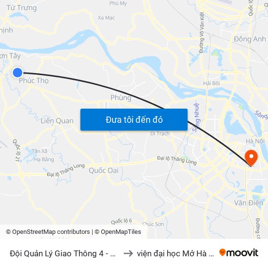 Đội Quản Lý Giao Thông 4 - Ql32 to viện đại học Mở Hà Nội map