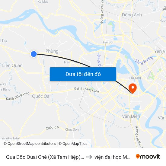 Qua Dốc Quai Chè (Xã Tam Hiệp) - Quốc Lộ 32 to viện đại học Mở Hà Nội map
