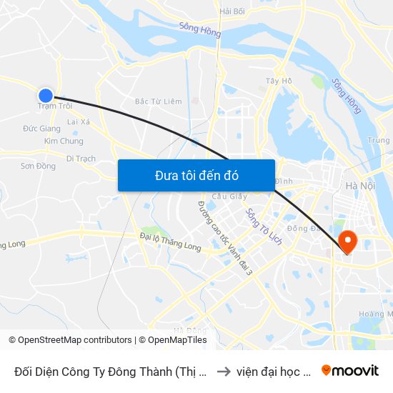 Đối Diện Công Ty Đông Thành (Thị Trấn Trôi) - Quốc Lộ 32 to viện đại học Mở Hà Nội map