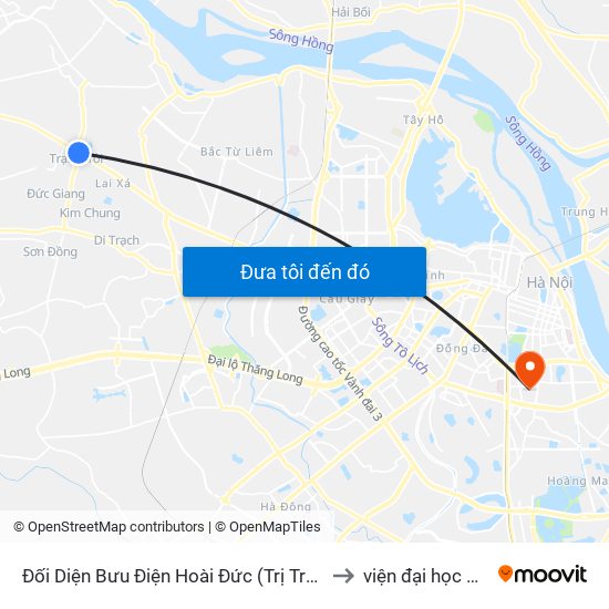 Đối Diện Bưu Điện Hoài Đức (Trị Trấn Trôi) - Quốc Lộ 32 to viện đại học Mở Hà Nội map