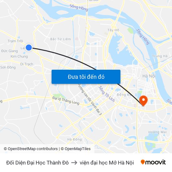 Đối Diện Đại Học Thành Đô to viện đại học Mở Hà Nội map