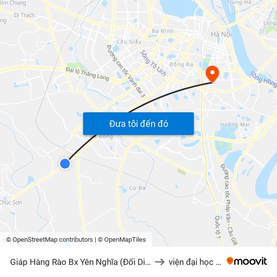 Giáp Hàng Rào Bx Yên Nghĩa (Đối Diện Đồng Hồ) - Quốc Lộ 6 to viện đại học Mở Hà Nội map