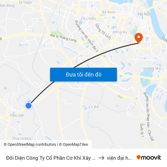 Đối Diện Công Ty Cổ Phần Cơ Khí Xây Dựng Hà Thái (Biên Giang) - Quốc Lộ 6 to viện đại học Mở Hà Nội map