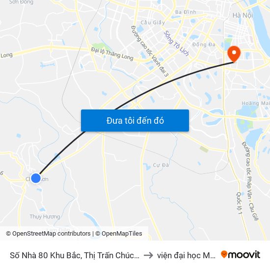 Số Nhà 80 Khu Bắc, Thị Trấn Chúc Sơn - Quốc Lộ 6 to viện đại học Mở Hà Nội map