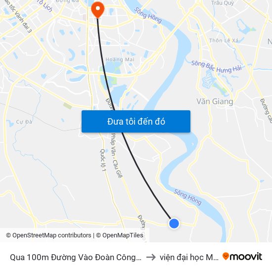 Qua 100m Đường Vào Đoàn Công Binh H39 - Tl 427 to viện đại học Mở Hà Nội map