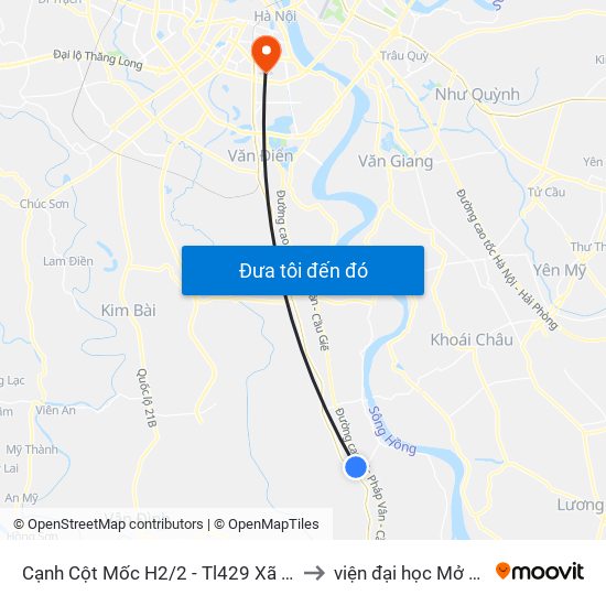 Cạnh Cột Mốc H2/2 - Tl429 Xã Vạn Điểm to viện đại học Mở Hà Nội map