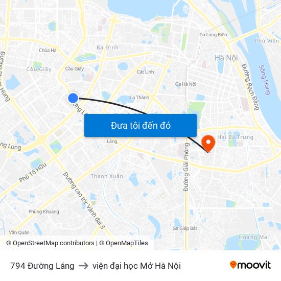 794 Đường Láng to viện đại học Mở Hà Nội map