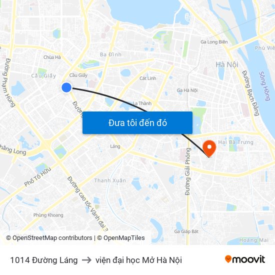 1014 Đường Láng to viện đại học Mở Hà Nội map