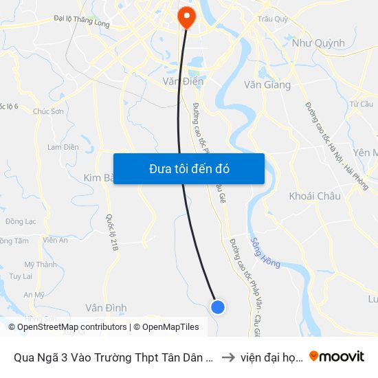 Qua Ngã 3 Vào Trường Thpt Tân Dân 30m - Đường Trục Huyện Thao Chính to viện đại học Mở Hà Nội map