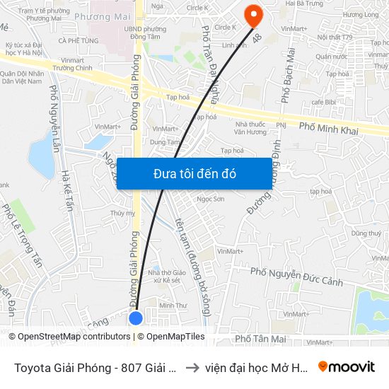 Toyota Giải Phóng - 807 Giải Phóng to viện đại học Mở Hà Nội map