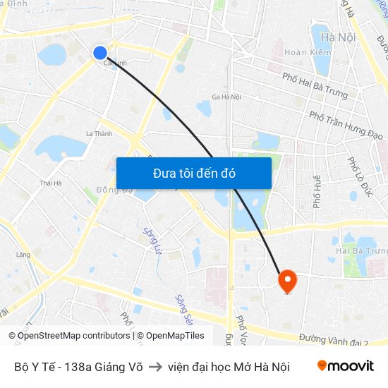 Bộ Y Tế - 138a Giảng Võ to viện đại học Mở Hà Nội map