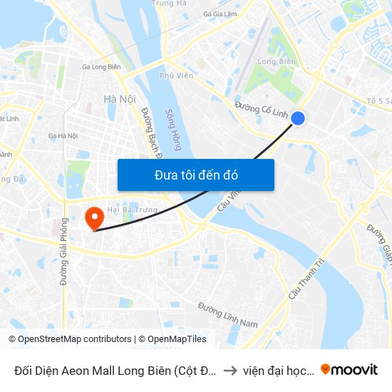 Đối Diện Aeon Mall Long Biên (Cột Điện T4a/2a-B Đường Cổ Linh) to viện đại học Mở Hà Nội map