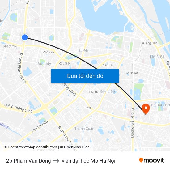 2b Phạm Văn Đồng to viện đại học Mở Hà Nội map