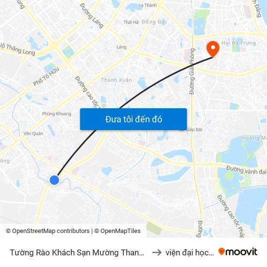 Tường Rào Khách Sạn Mường Thanh - Kđt Xa La - Đường Phúc La to viện đại học Mở Hà Nội map