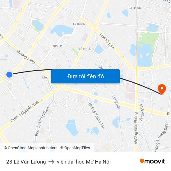 23 Lê Văn Lương to viện đại học Mở Hà Nội map