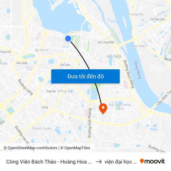 Công Viên Bách Thảo - Hoàng Hoa Thám (Qua Phố Ngọc Hà) to viện đại học Mở Hà Nội map