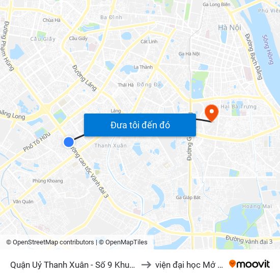 Quận Uỷ Thanh Xuân - Số 9 Khuất Duy Tiến to viện đại học Mở Hà Nội map