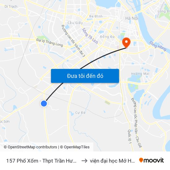 157 Phố Xốm - Thpt Trần Hưng Đạo to viện đại học Mở Hà Nội map