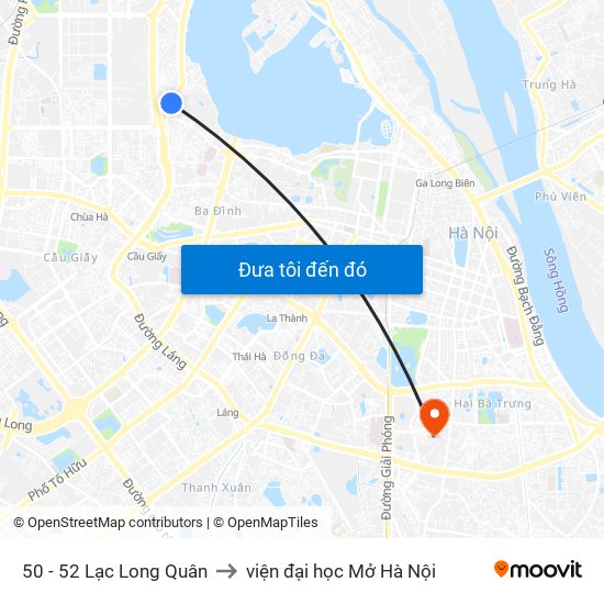 50 - 52 Lạc Long Quân to viện đại học Mở Hà Nội map