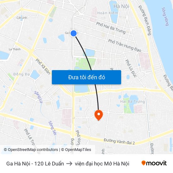 Ga Hà Nội - 120 Lê Duẩn to viện đại học Mở Hà Nội map