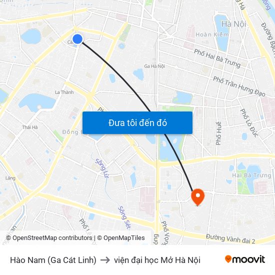 Hào Nam (Ga Cát Linh) to viện đại học Mở Hà Nội map