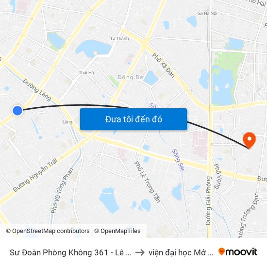 Sư Đoàn Phòng Không 361 - Lê Văn Lương to viện đại học Mở Hà Nội map