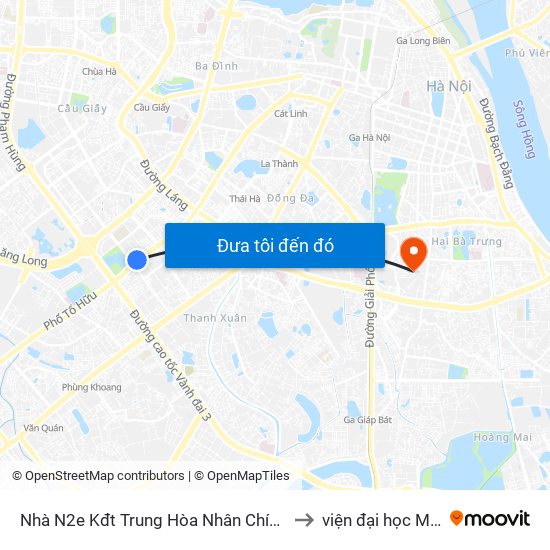 Nhà N2e Kđt Trung Hòa Nhân Chính - Lê Văn Lương to viện đại học Mở Hà Nội map