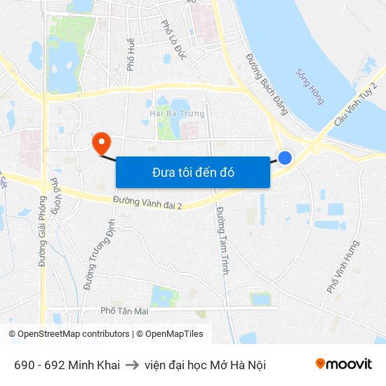 690 - 692 Minh Khai to viện đại học Mở Hà Nội map