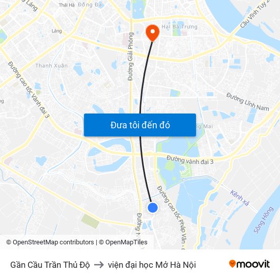 Gần Cầu Trần Thủ Độ to viện đại học Mở Hà Nội map