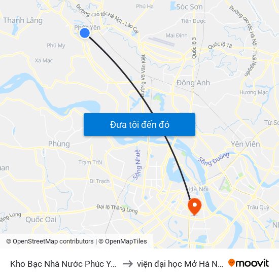Kho Bạc Nhà Nước Phúc Yên to viện đại học Mở Hà Nội map