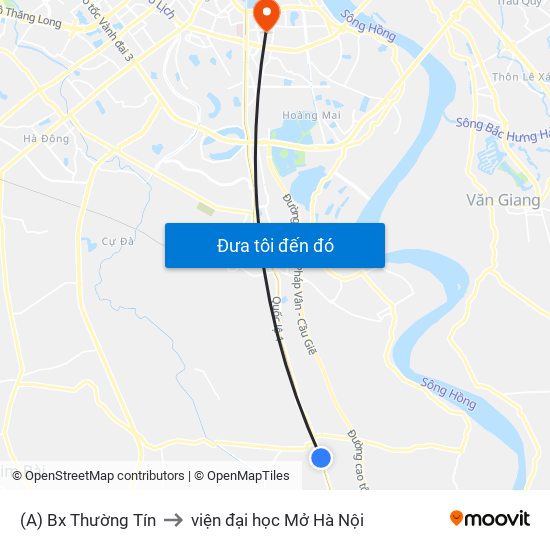 (A) Bx Thường Tín to viện đại học Mở Hà Nội map