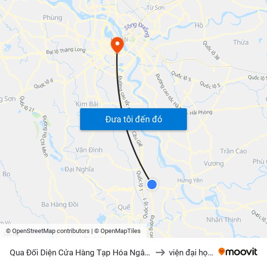 Qua Đối Diện Cửa Hàng Tạp Hóa Ngân Tiến 15m, Thôn Thần Quy - Dt428 to viện đại học Mở Hà Nội map