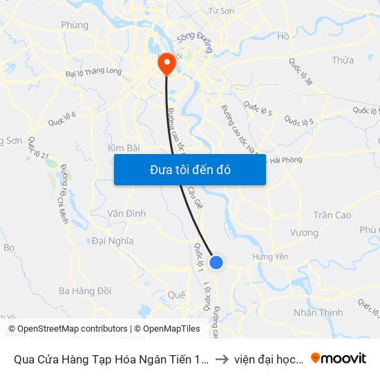 Qua Cửa Hàng Tạp Hóa Ngân Tiến 10m, Thôn Thần Quy - Dt428 to viện đại học Mở Hà Nội map