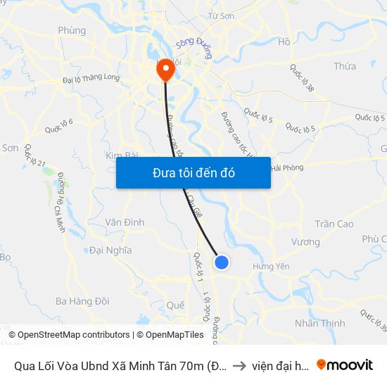 Qua Lối Vòa Ubnd Xã Minh Tân 70m (Đối Diện Cửa Hàng Nhựa Tiền Phong) - Dt428 to viện đại học Mở Hà Nội map