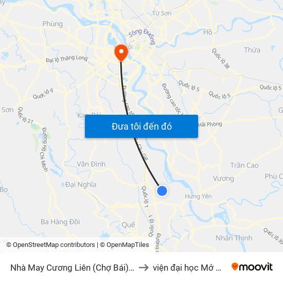 Nhà May Cương Liên (Chợ Bái) - Dt428 to viện đại học Mở Hà Nội map