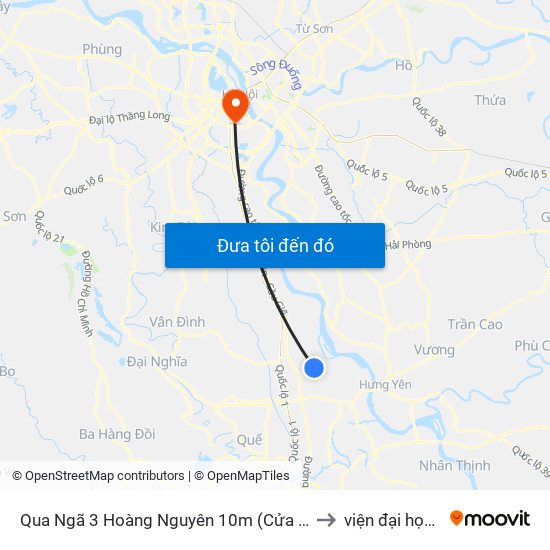 Qua Ngã 3 Hoàng Nguyên 10m (Cửa Hàng Tóc Hồng Quyên) - Dt428 to viện đại học Mở Hà Nội map