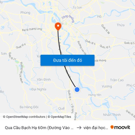 Qua Cầu Bạch Hạ 60m (Đường Vào Làng Hoàng Nguyên) - Dt428 to viện đại học Mở Hà Nội map