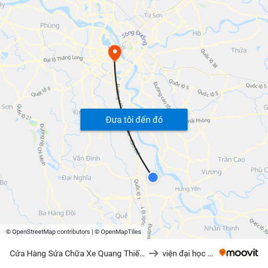 Cửa Hàng Sửa Chữa Xe Quang Thiết (Cổng Làng Vĩnh Ninh) to viện đại học Mở Hà Nội map