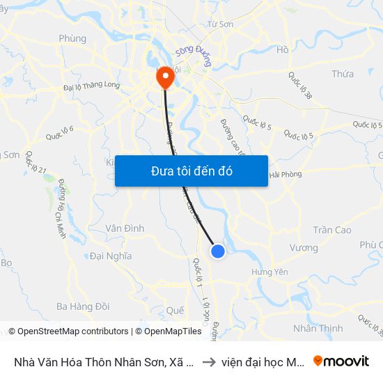 Nhà Văn Hóa Thôn Nhân Sơn, Xã Tri Thủy - Dt428 to viện đại học Mở Hà Nội map