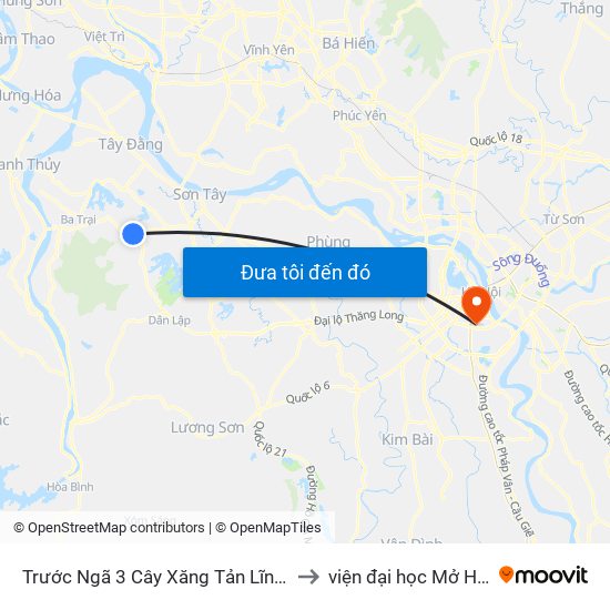 Trước Ngã 3 Cây Xăng Tản Lĩnh 100m to viện đại học Mở Hà Nội map