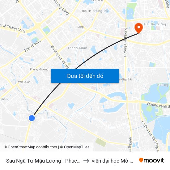 Sau Ngã Tư Mậu Lương - Phúc La 50m to viện đại học Mở Hà Nội map