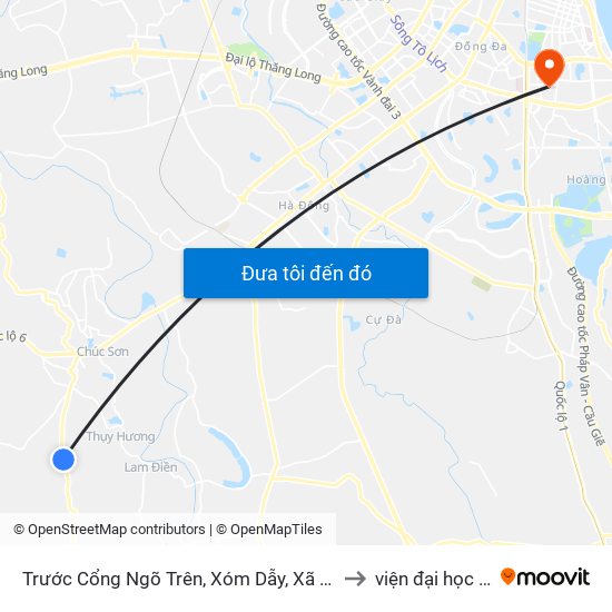 Trước Cổng Ngõ Trên, Xóm Dẫy, Xã Đại Yên 20m - Tỉnh Lộ 419 to viện đại học Mở Hà Nội map