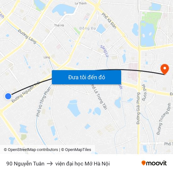 90 Nguyễn Tuân to viện đại học Mở Hà Nội map