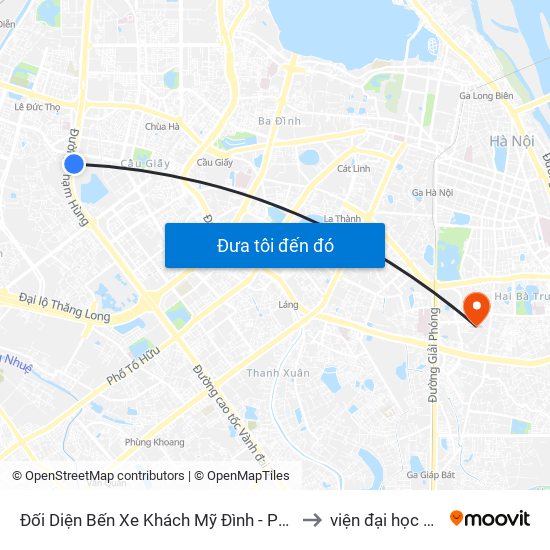Đối Diện Bến Xe Khách Mỹ Đình - Phạm Hùng (Cột Trước) to viện đại học Mở Hà Nội map