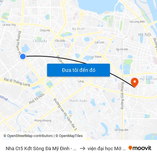 Nhà Ct5 Kđt Sông Đà Mỹ Đình - Phạm Hùng to viện đại học Mở Hà Nội map