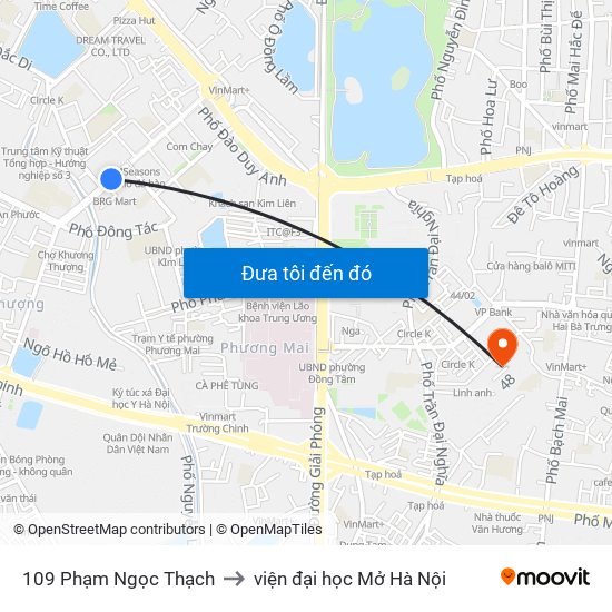 109 Phạm Ngọc Thạch to viện đại học Mở Hà Nội map