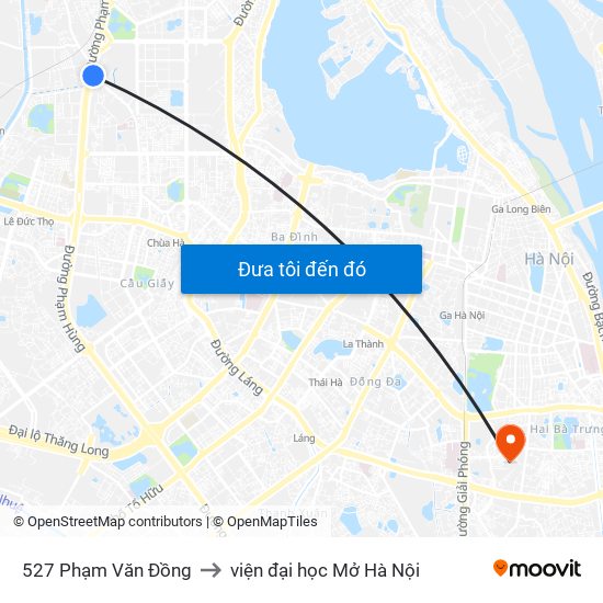 527 Phạm Văn Đồng to viện đại học Mở Hà Nội map